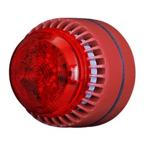 Cooper Fulleon 8210112FULL-0085X ROLP Solista LED Sounder Beacon - Red Lens - Shallow Red Base - Set to Tone 8